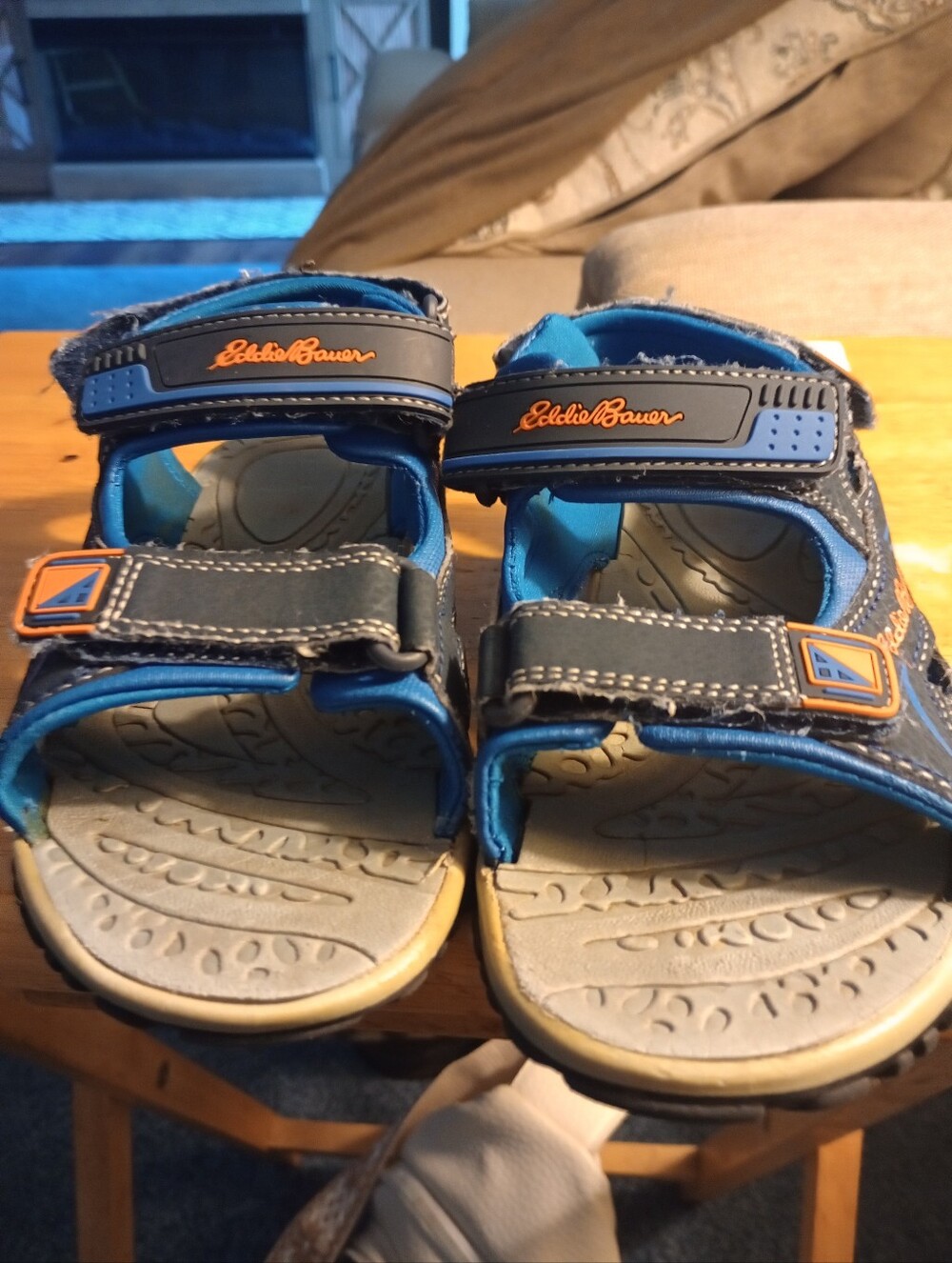 Eddie Bauer Navy and Blue Kids Hook-and-Loop Sport Sandals